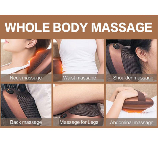 Car And Home Massage Pillow Electric Massager For Neck, Back, Shoulder, Waist, Muscle Pain Relief With Heat Function